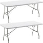 BTExpert Fold-in-Half Folding Utility Table 6ft 72"x29.5", Lightweight, Portable Office Home Party Indoor Outdoor - Set of 2