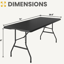 BTExpert Fold-in-Half Folding Utility Table 6 Feet 72"x 29.5" Lightweight Portable Carrying Handle Indoor Outdoor Picnic Camping Office Home Party Wedding Event Easy to Clean Store Care Black Set of 5