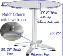 BTExpert Indoor Outdoor 27.5" Round Restaurant Table Stainless Steel Silver Aluminum + 3 Brown Flexible Sling Stack Chairs Commercial Lightweight