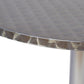 BTExpert 27.5" Round Stainless Steel Table + 2 Black Slat Chairs, Indoor Outdoor Commercial Lightweight