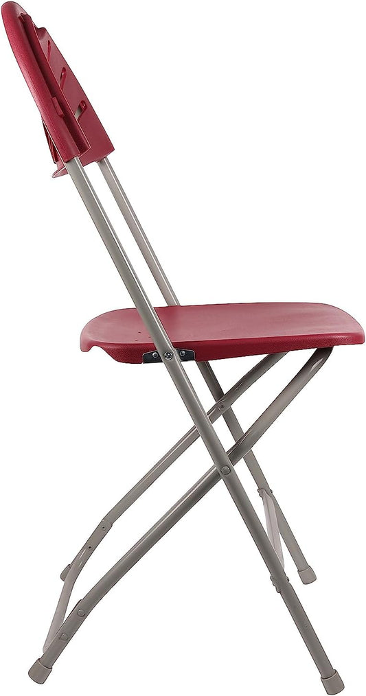 BTExpert Red Plastic Folding Chair Fan Style, Steel Frame, Lightweight, High-Capacity for Events, Weddings, Parties - Set of 100