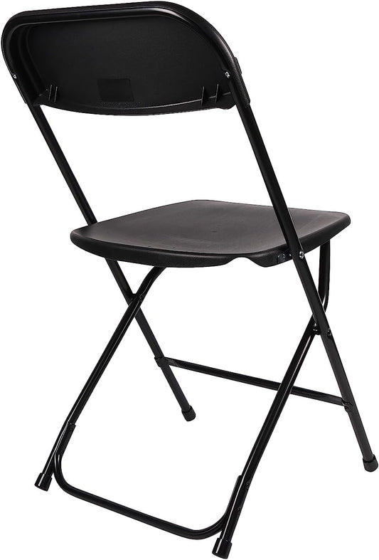 100 Black Plastic Folding Chairs Steel Frame, High-Capacity, Lightweight for Office, Wedding, Party, Picnic, Dining, School - Set of 100