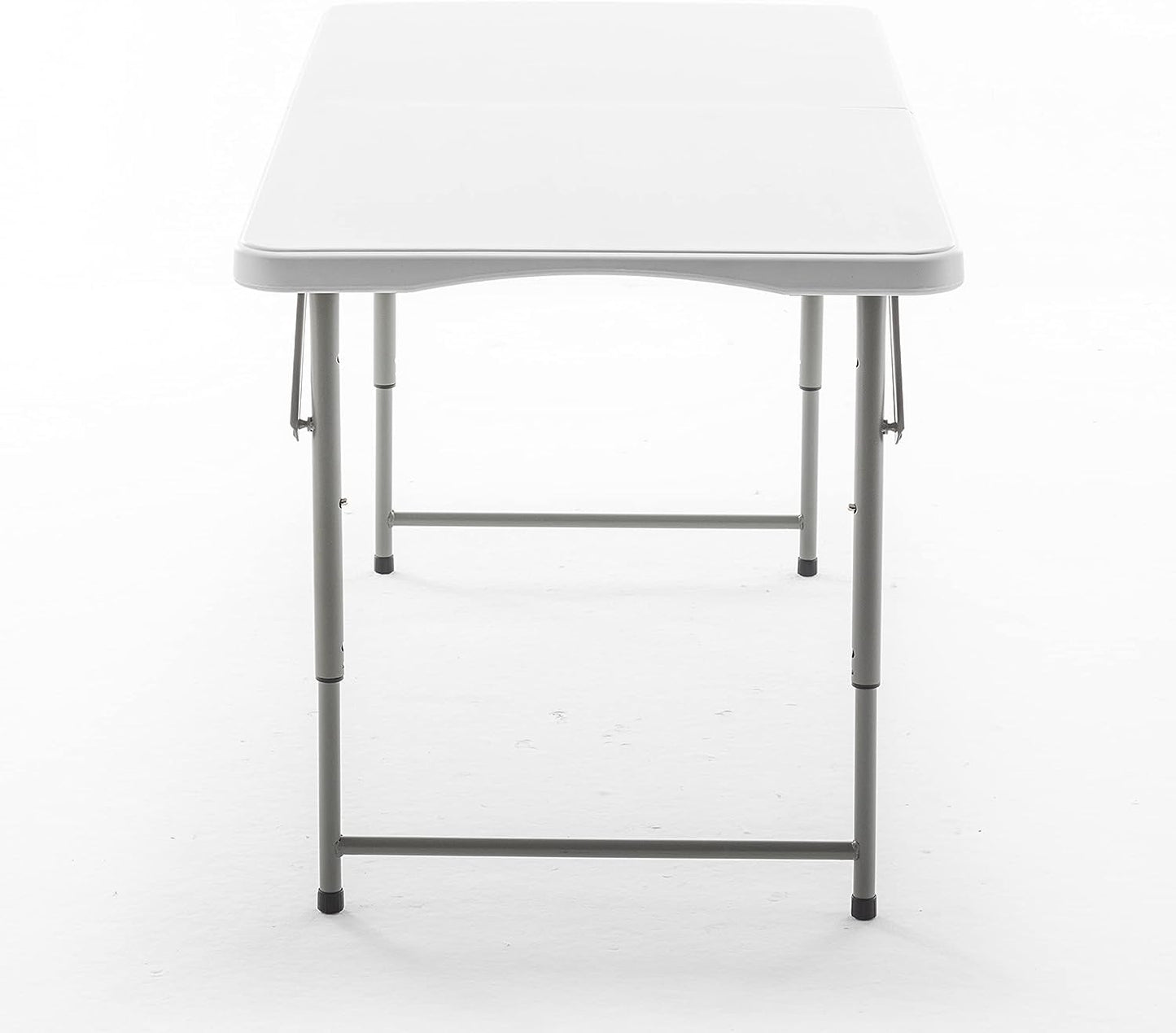 BTExpert 4ft Fold-in-Half Utility Table, Lightweight, Height Adjustable, Indoor/Outdoor, Easy to Clean – White