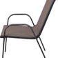 BTExpert 27.5" Round Restaurant Table Stainless Steel with 3 Brown Sling Stack Chairs, Indoor Outdoor Commercial Lightweight