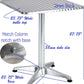 BTExpert 27.5" Square Table Stainless Steel Silver Aluminum + 2 silver  Stack Chairs