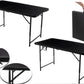 BTExpert Fold-in-Half Folding Utility Table 4Feet Lightweight Height Adjustable Portable Carrying Handle Indoor Outdoor Picnic Camping Office Home Party Easy to Clean Store Care Black Set of 2