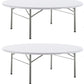 BTExpert 60" White Round Folding Table, Commercial Plastic, Portable for Banquet, Wedding, Party, Home, Patio, Indoor Outdoor - Set of 2