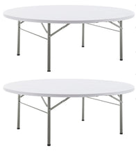 BTEXPERT White 5 Ft 60inch Round Plastic Folding Table Commercial Portable For Banquet Dining Wedding Party Events Home Kitchen Patio Backyard Indoor Outdoor, Set of 2