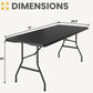BTExpert 6-Foot Fold-in-Half Utility Table 72"x29.5", Lightweight Portable w/ Handle, Indoor Outdoor Picnic, Camping, Office, Party, Easy Clean, Black - Set of 2