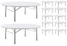 BTEXPERT White 5 Ft 60inch Round Plastic Folding Table Commercial Portable For Banquet Dining Wedding Party Events Home Kitchen Patio Backyard Indoor Outdoor, Set of 10
