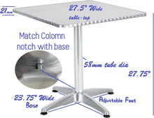 BTExpert Indoor Outdoor 27.5" Square Restaurant Table Stainless Steel Silver Aluminum + 2 Gray Restaurant Rattan Stack Chairs Commercial Lightweight