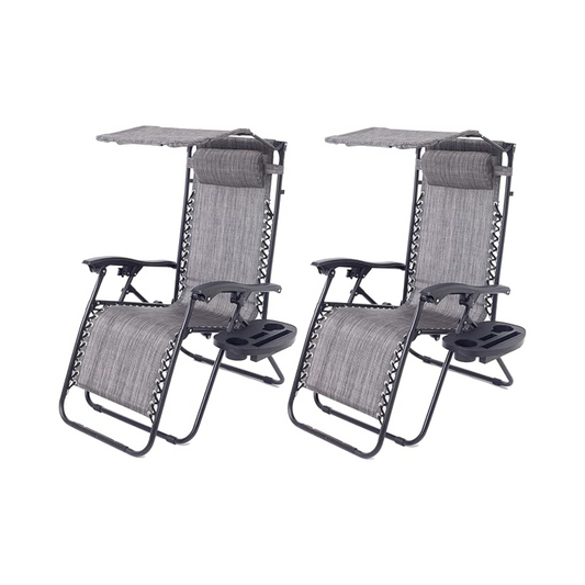 BTExpert Adjustable Steel Mesh Zero Gravity Lounge Chairs  - Set of 2