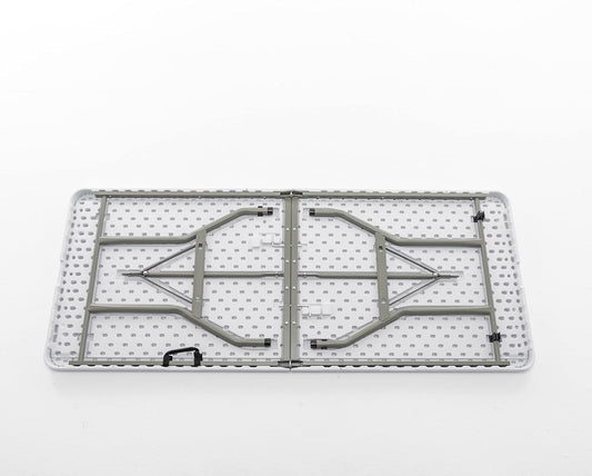 BTEXPERT Set of 10, Fold-in-Half Folding Utility Table 6 Feet 72" x 29.5" Lightweight Portable Carrying Handle Indoor Outdoor Picnic Camping Office Home Party Wedding Event White