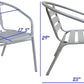 BTExpert 23.75" Round Stainless Steel Table + 2 Silver Gray Slat Chairs, Indoor Outdoor Commercial Lightweight