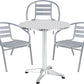 BTExpert 27.5" Round Restaurant Table Stainless Steel with 3 Silver Gray Slat Stack Chairs, Indoor Outdoor Commercial Lightweight