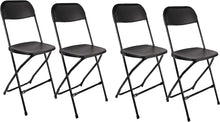 BTExpert Black Plastic Folding Chair Steel Frame Commercial High Capacity Event Chair lightweight Set for Office Wedding Party Picnic Kitchen Dining Church School Set of 4