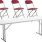 BTExpert 4-Piece Folding Seminar Table Portable and Chair Set, 6' x 18" x 29" Training Table & 3 Red Chairs