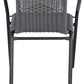 BTExpert 27.5" Square Restaurant Table Stainless Steel with 4 Gray Rattan Stack Chairs, Indoor Outdoor Commercial Lightweight