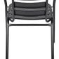 BTExpert 27.5" Square Stainless Steel Table + 4 Black Slat Chairs, Indoor Outdoor Commercial Lightweight