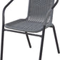 BTExpert 27.5" Square Restaurant Table Stainless Steel with 3 Gray Rattan Stack Chairs, Indoor Outdoor Commercial Lightweight
