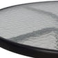 BTExpert 23.75" Round Glass Metal Table Black with 2 Silver Gray Slat Stack Chairs, Indoor Outdoor Lightweight