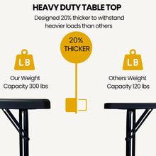 BTExpert Fold-in-Half Folding Utility Table 6 Feet 72"x 29.5" Lightweight Portable Carrying Handle Indoor Outdoor Picnic Camping Office Home Party Wedding Event Easy to Clean Store Care Black Set of 5