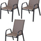 BTExpert Indoor Outdoor 27.5" Square Restaurant Table Stainless Steel Silver Aluminum + 3 Brown Flexible Chairs