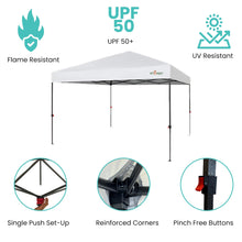 10x10ft 1-Person Setup Pop Up Canopy Tent, Instant Touch Portable Commercial Shelter Outdoor Gazebo 1-Button Push Carrying Wheeled Bag for Home Party Deck Beach Wedding Camping Backyard Activities