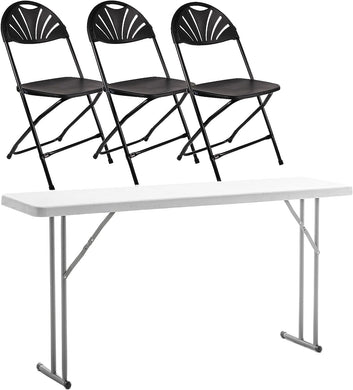 BTExpert 4 Piece Folding Seminar Table Portable and Chair Set, 6-Foot long 18