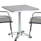 BTExpert 27.5" Square Restaurant Table Stainless Steel with 2 Gray Sling Stack Chairs, Indoor Outdoor Commercial Lightweight