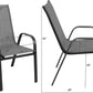 BTExpert 27.5" Square Restaurant Table Stainless Steel with 2 Gray Sling Stack Chairs, Indoor Outdoor Commercial Lightweight