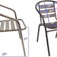 BTExpert 23.75" Round Glass Metal Table Black with 4 Bronze Slat Stack Chairs, Indoor Outdoor Commercial Lightweight