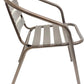 BTExpert 23.75" Square Stainless Table + 3 Bronze Slat Chairs, Indoor Outdoor Commercial Lightweight