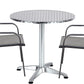BTExpert 27.5" Round Restaurant Table Stainless Steel with 2 Gray Sling Stack Chairs, Indoor Outdoor Commercial Lightweight