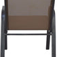 BTExpert 27.5" Round Restaurant Table Stainless Steel with 2 Brown Sling Stack Chairs, Indoor Outdoor Commercial Lightweight