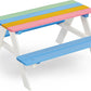 BTExpert Kids Picnic Table Bench for Outdoor, Wooden Table Chair Set Kids Activity Sensory Table - Multicolor