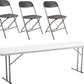 BTExpert 4 Piece Folding seminar Table Portable and Chair Set, 6-Foot long 18" Wide 29" High Training Table Portable & 3 Adult Gray Chairs.