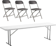 BTExpert 4 Piece Folding seminar Table Portable and Chair Set, 6-Foot long 18" Wide 29" High Training Table Portable & 3 Adult Gray Chairs.