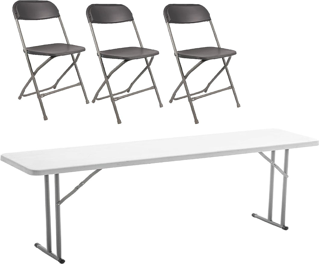 BTExpert 4 Piece Folding seminar Table Portable and Chair Set, 6-Foot long 18
