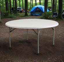 BTEXPERT White 5 Ft 60inch Round Plastic Folding Table Full Top Commercial Portable For Banquet Dining Wedding Party Events Home Kitchen Patio Backyard Indoor Outdoor, Set of 5