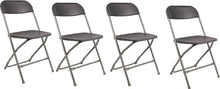BTExpert Gray Plastic Folding Chair Steel Frame Commercial High Capacity Event Chair lightweight Set for Office Wedding Party Picnic Kitchen Dining Church School Set of 4