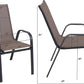 BTExpert 27.5" Round Restaurant Table Stainless Steel with 2 Brown Sling Stack Chairs, Indoor Outdoor Commercial Lightweight