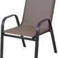 BTExpert Indoor Outdoor 27.5" Square Restaurant Table Stainless Steel Silver Aluminum + 2 Brown Flexible Chairs
