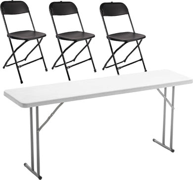 BTExpert 4 Piece Folding seminar Table Portable and Chair Set, 6-Foot long 18