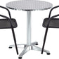 BTExpert Indoor Outdoor 27.5" Round Restaurant Table for Patio Stainless Steel Silver Aluminum Furniture with base