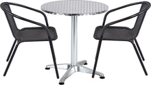 BTExpert Indoor Outdoor 27.5" Round Restaurant Table for Patio Stainless Steel Silver Aluminum Furniture with base