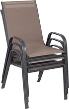 BTExpert Indoor Outdoor 27.5" Round Restaurant Table Stainless Steel Silver Aluminum + 4 Brown Flexible Sling Stack Chairs Commercial Lightweight