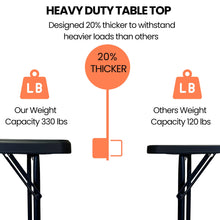 BTExpert Fold-in-Half Folding Utility Table 4Feet Lightweight Height Adjustable Portable Carrying Handle Indoor Outdoor Picnic Camping Office Home Party Easy to Clean Store Care Black Set of 2