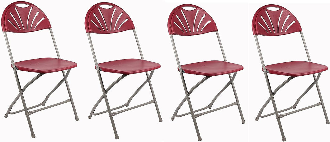 BTExpert Red Plastic Folding Chair Steel Frame Commercial High Capacity Event Chair lightweight Wedding Party Set of 4