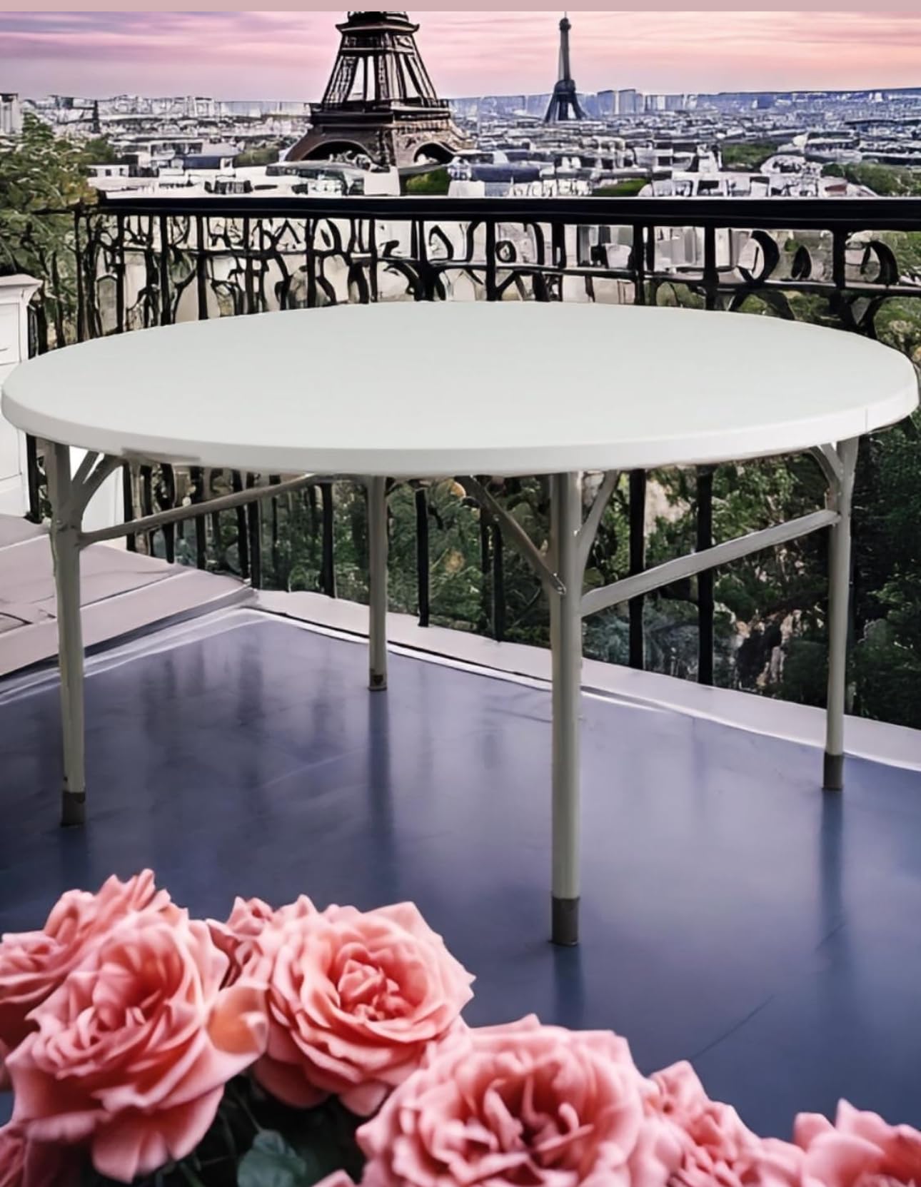 BTExpert White 60" Round Folding Table, Commercial Portable Plastic for Indoor Outdoor Patio, Dining, Wedding, Party, Home